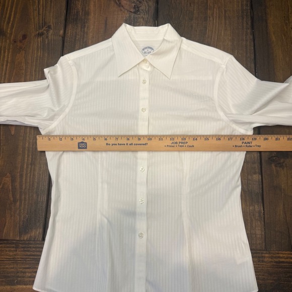 Brooks Brothers Fitted Stretch Classic White Pinstripe Button Down Women Size 4 - Picture 5 of 6